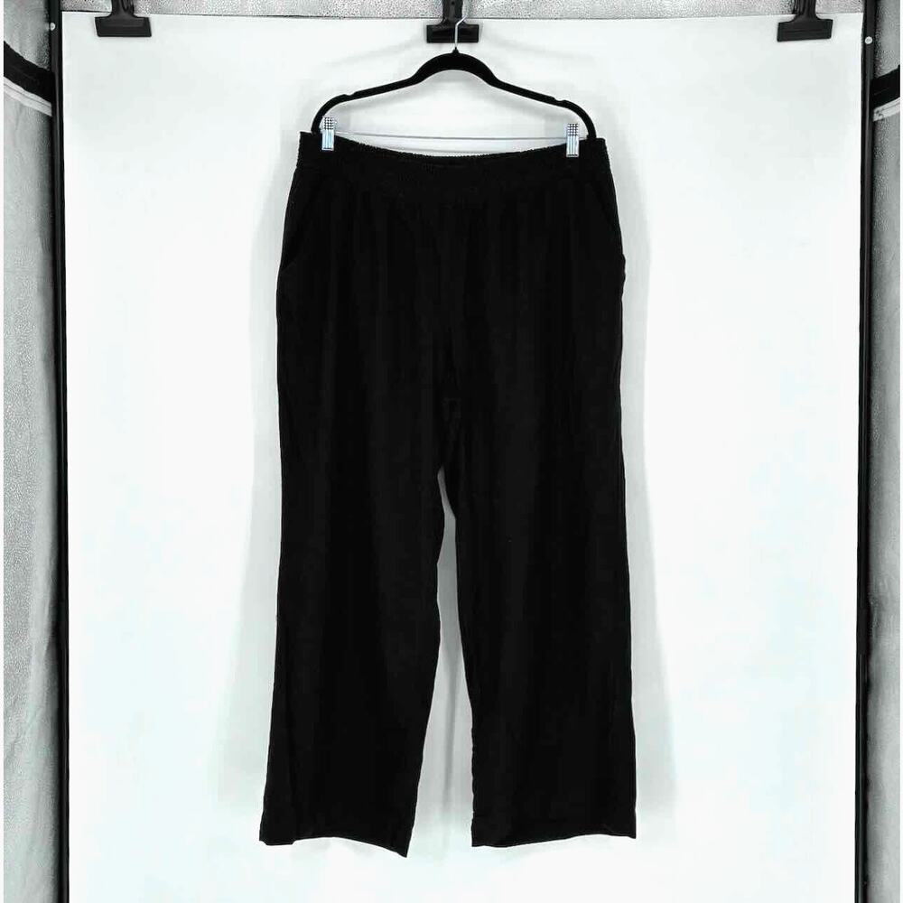 Briggs Women's Black Linen Blend Wide Leg Pants - Size XXL